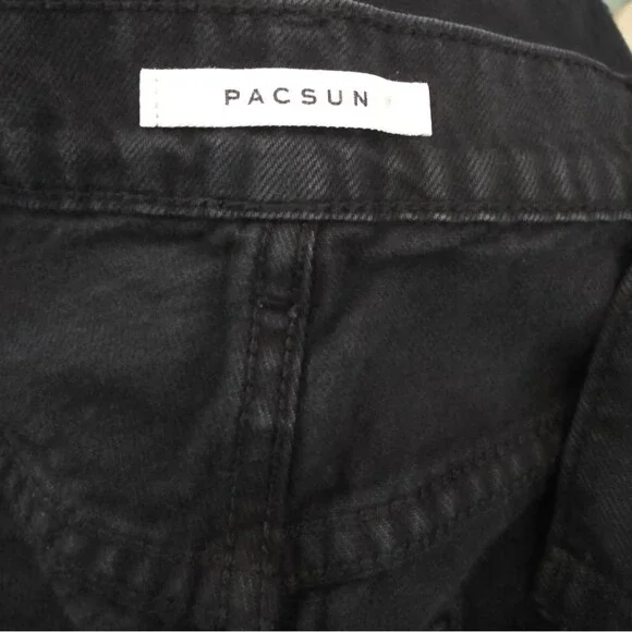 PacSun Black Eco Distressed High Waisted Baggy Jeans Grunge Rocker Size 23 - Picture 6 of 12